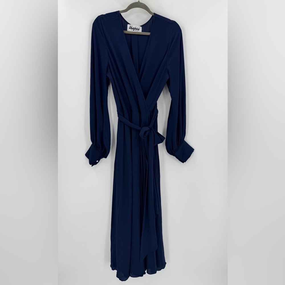 Meghan Fabulous Navy LilyPad Maxi Dress Medium - Picture 2 of 5